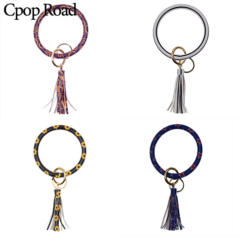 Cpop Colorful Leather Tassel Wristlet Keychain Leopard Snake Skin Gold Circle Ring Bangle Car Key Chain Holder Women Accessories
Cpop Colorful Leather Tassel Wristlet Keychain Leopard Snake Skin Gold Circle Ring Bangle Car Key Chain Holder Women Accessories