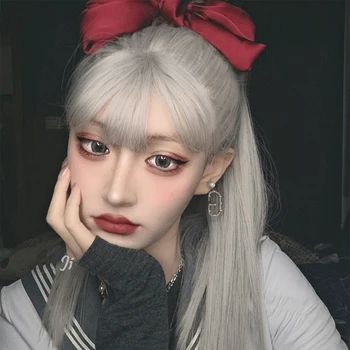 MANWEI Wig female long curly hair lolita natural realistic net red girl jk repair face lo gray double ponytail fake hair 
MANWEI Wig female long curly hair lolita natural realistic net red girl jk repair face lo gray double ponytail fake hair