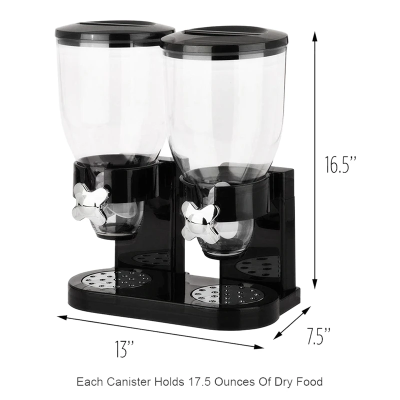Double Chamber Airtight Cereal and Dry Food Dispenser with Built in Spill Tray for Home, Kitchen, Countertops, Breakfast, Pets,
Double Chamber Airtight Cereal and Dry Food Dispenser with Built in Spill Tray for Home, Kitchen, Countertops, Breakfast, Pets,