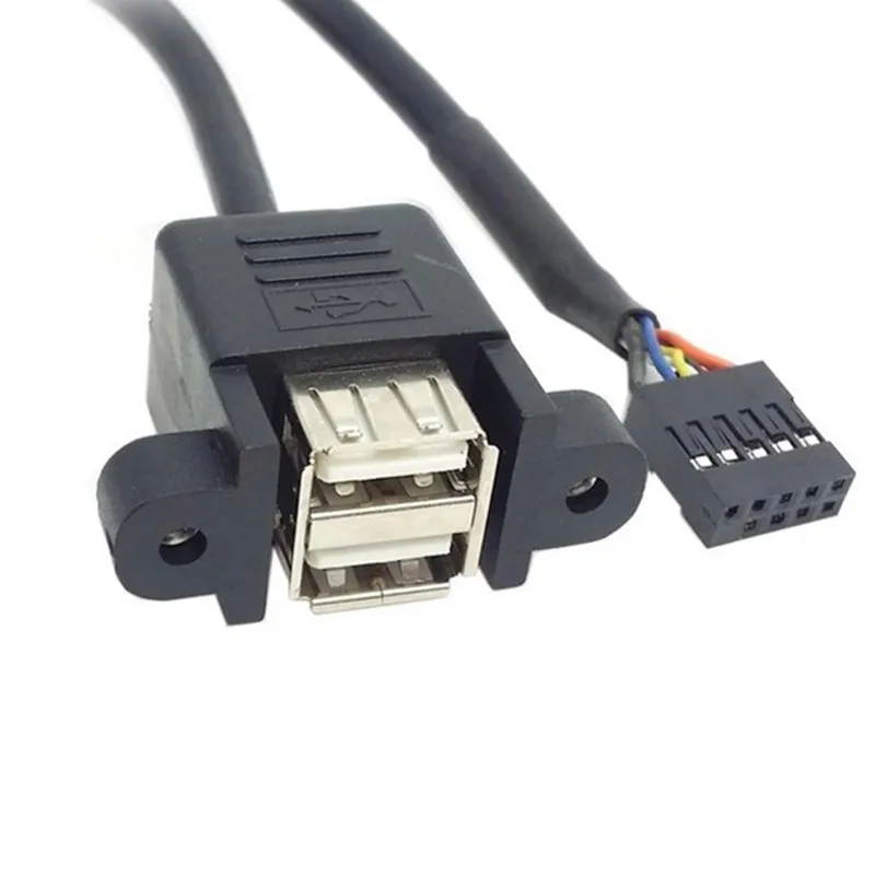 Computer Cable 50cm Dual USB 2.0 Type A Female to Motherboard 9 Pin Header Cable with Screw Panel Holes
Computer Cable 50cm Dual USB 2.0 Type A Female to Motherboard 9 Pin Header Cable with Screw Panel Holes