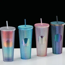24 Colors 710ml Straw Cup Durian Cup Reusable Coffee Cup Juice Straw Mug With Lid Double-Layer Diamond Radiant Cups
24 Colors 710ml Straw Cup Durian Cup Reusable Coffee Cup Juice Straw Mug With Lid Double-Layer Diamond Radiant Cups