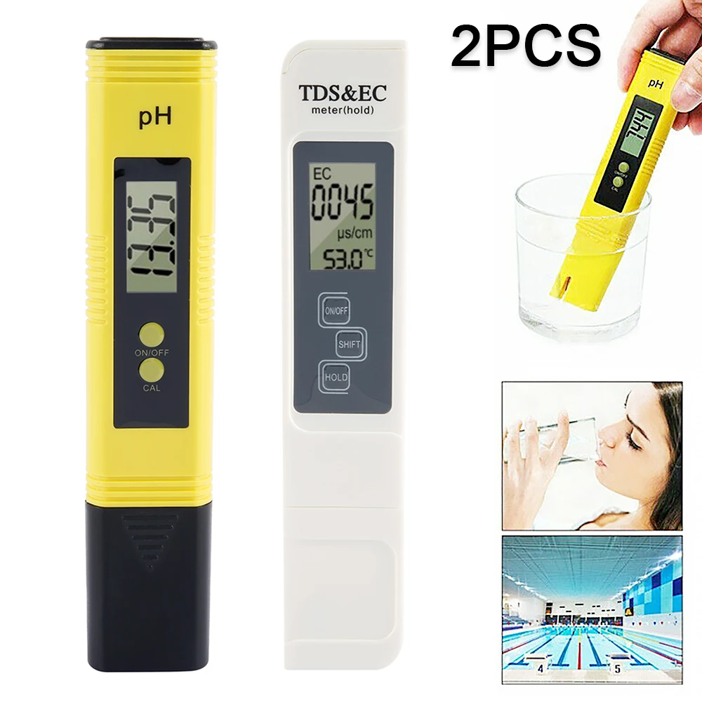 2Pcs Digital PH TDS EC Meter Tester Pen LCD Indicator Water Tester Detection PH Calibration for Aquarium Pool Water Monitor
2Pcs Digital PH TDS EC Meter Tester Pen LCD Indicator Water Tester Detection PH Calibration for Aquarium Pool Water Monitor