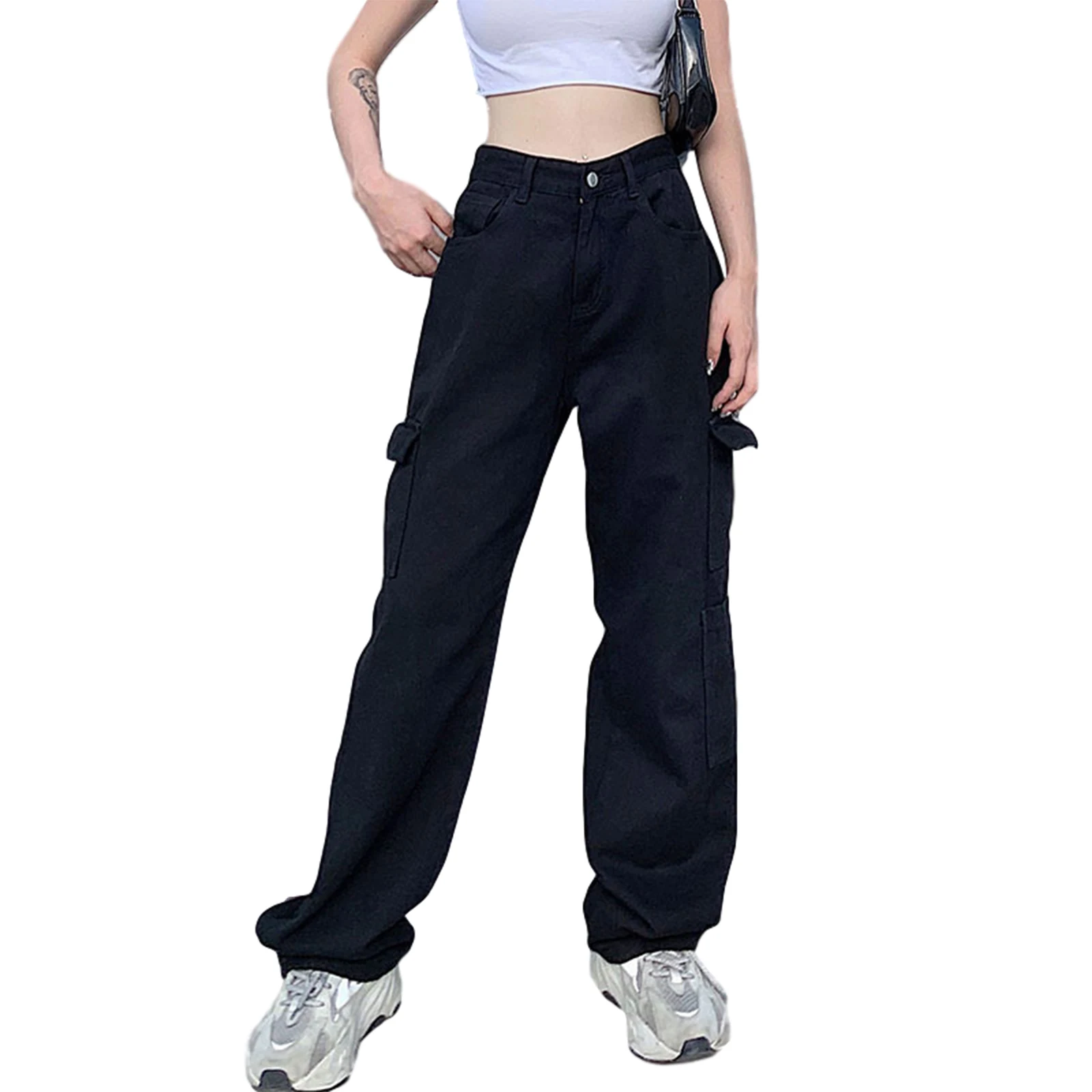 Women Solid Color Trousers Summer Adult Casual Style Mid-Waist Straight-Leg Pants Fashion Black Blue Two Styles
Women Solid Color Trousers Summer Adult Casual Style Mid-Waist Straight-Leg Pants Fashion Black Blue Two Styles