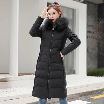 women's winter down jackets with fur collar hooded x-long female cold coat slim plus size solid thick casual warm women parkas 
women's winter down jackets with fur collar hooded x-long female cold coat slim plus size solid thick casual warm women parkas
