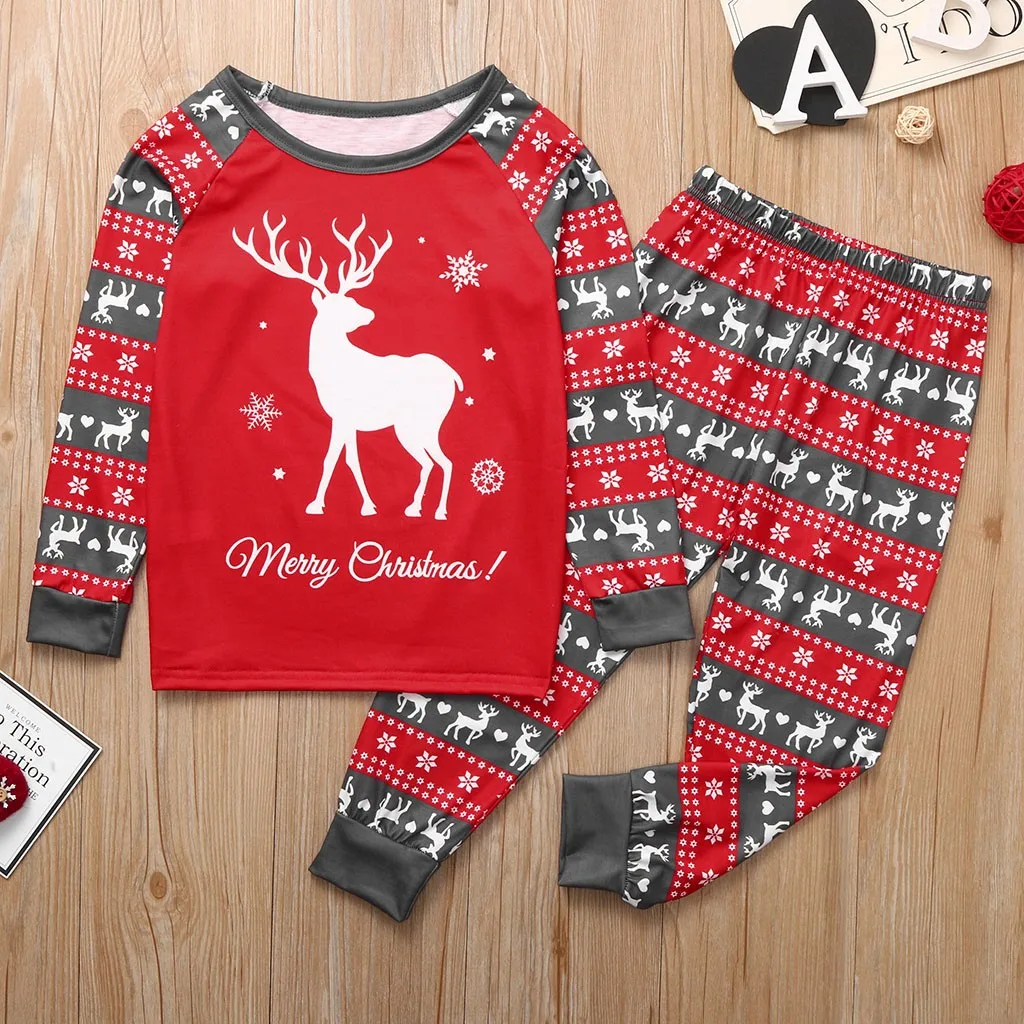 

Conjunto de pijamas de Navidad ropa para niños niñas lindos ciervos de dibujos animados impreso superior pantalones ropa de Navidad pijamas conjunto