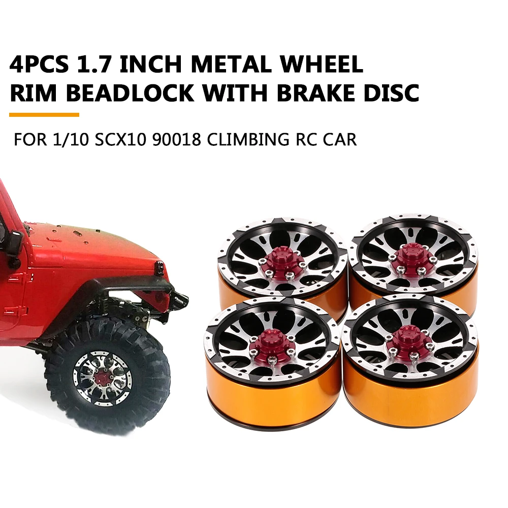 4Pcs 1.7 Inch Durable Alloy Metal Wheel Rim Beadlock with Brake Disc for 1/10 SCX10 90018 Climbing RC Car
4Pcs 1.7 Inch Durable Alloy Metal Wheel Rim Beadlock with Brake Disc for 1/10 SCX10 90018 Climbing RC Car