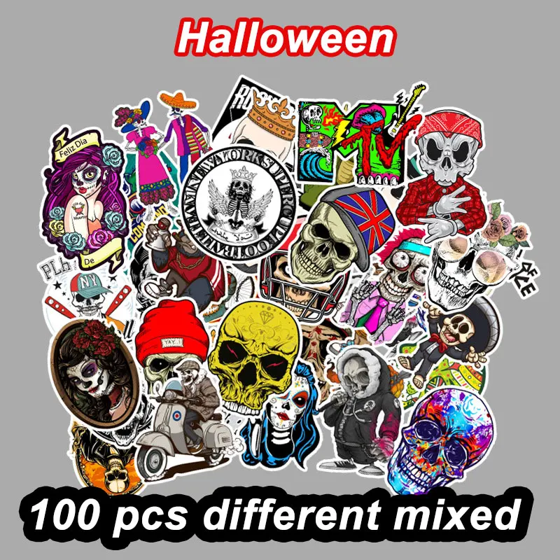100 Pcs Mixed Halloween Terror Series headbone Skull Graffiti Sticker Travel Case Laptop Skateboard Guitar Reuse Waterproof Dec
100 Pcs Mixed Halloween Terror Series headbone Skull Graffiti Sticker Travel Case Laptop Skateboard Guitar Reuse Waterproof Dec