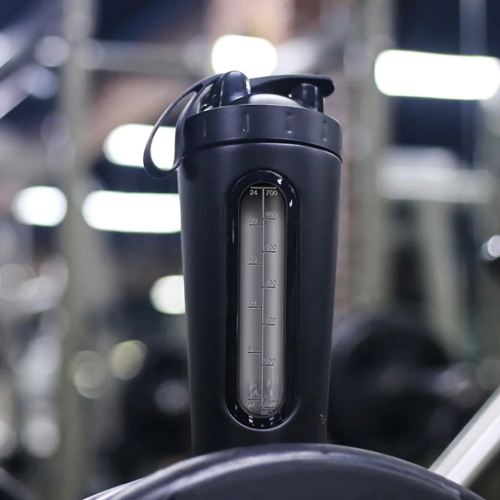 700ml Stainless Steel Sports Bottle Transparent Scale Shake Bottle Gym Protein Milk Powder Shake Bottle with Stirring Ball
700ml Stainless Steel Sports Bottle Transparent Scale Shake Bottle Gym Protein Milk Powder Shake Bottle with Stirring Ball