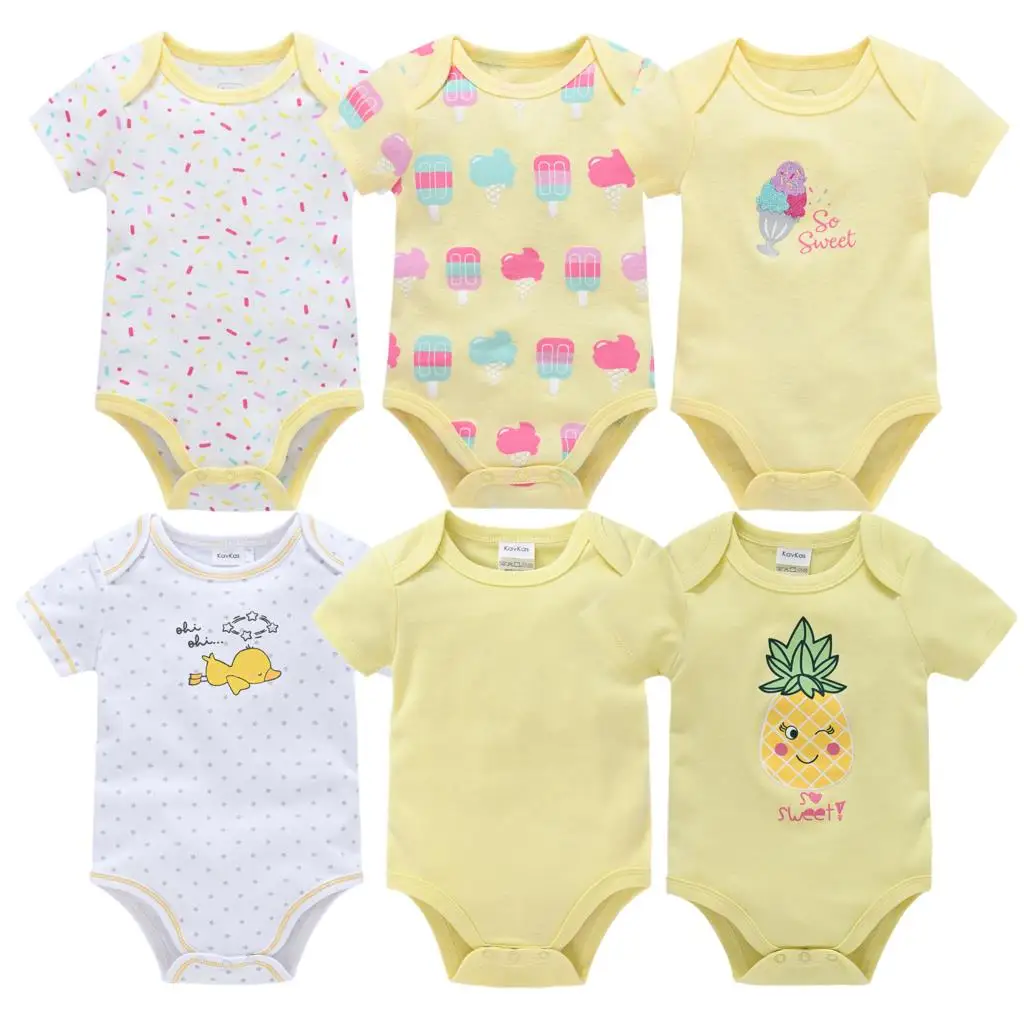 

2021 6PCS/Lot Newborn Bodysuits Girls Clothing 0-12M Baby Girl Clothes 100%Cotton Unicorn Baby Boy Clothes Roupas de bebe