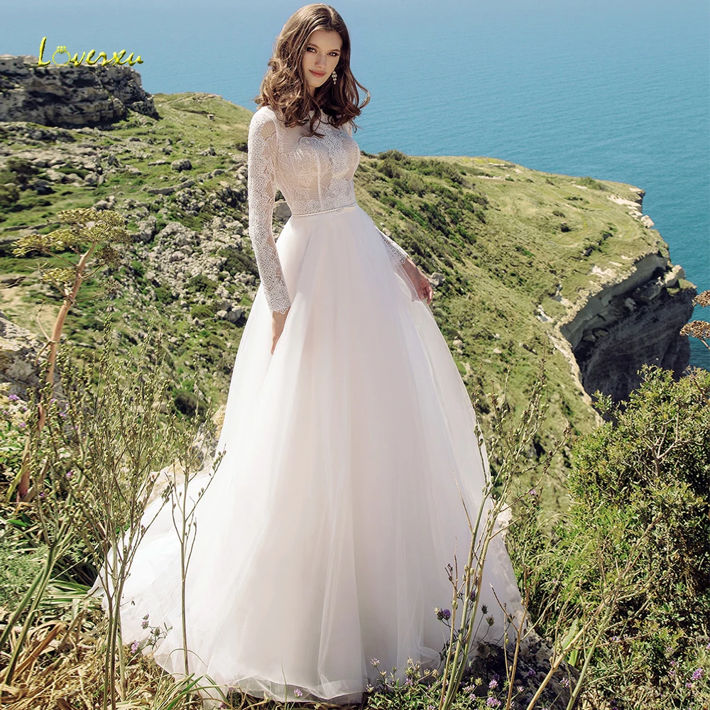 Loverxu свадебное платье трапециевидной формы в стиле бохо с длинным рукавом и