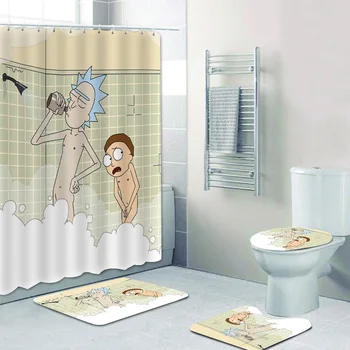 Funny Rick and Morty Splashing Rick Shower Curtain Set Waterproof Bathroom Curtain and Toilet Mat Rug Carpet for Bathtub Decor
Funny Rick and Morty Splashing Rick Shower Curtain Set Waterproof Bathroom Curtain and Toilet Mat Rug Carpet for Bathtub Decor