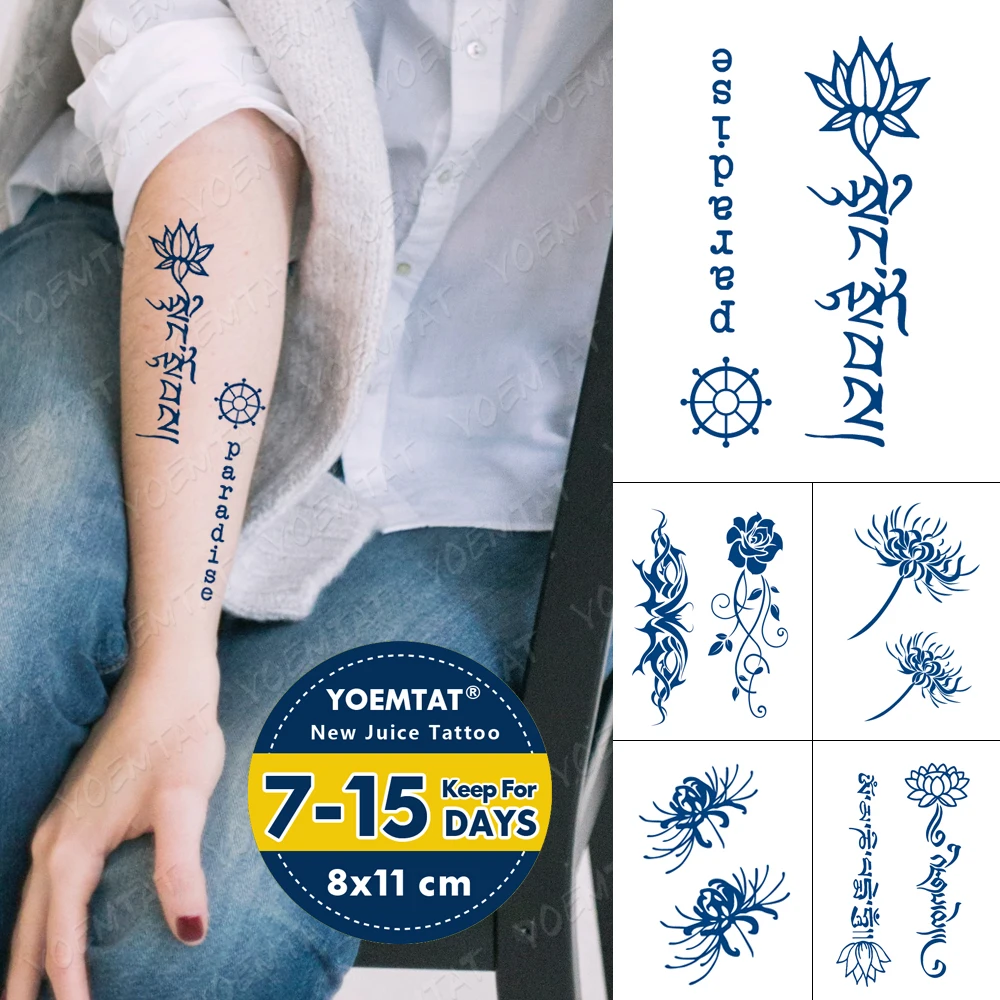 Juice Ink Lasting Waterproof Temporary Tattoo Sticker Higan Flower Lotus Tattoos Sanskrit Rose Totem Body Art Arm Fake Tatoo
Juice Ink Lasting Waterproof Temporary Tattoo Sticker Higan Flower Lotus Tattoos Sanskrit Rose Totem Body Art Arm Fake Tatoo