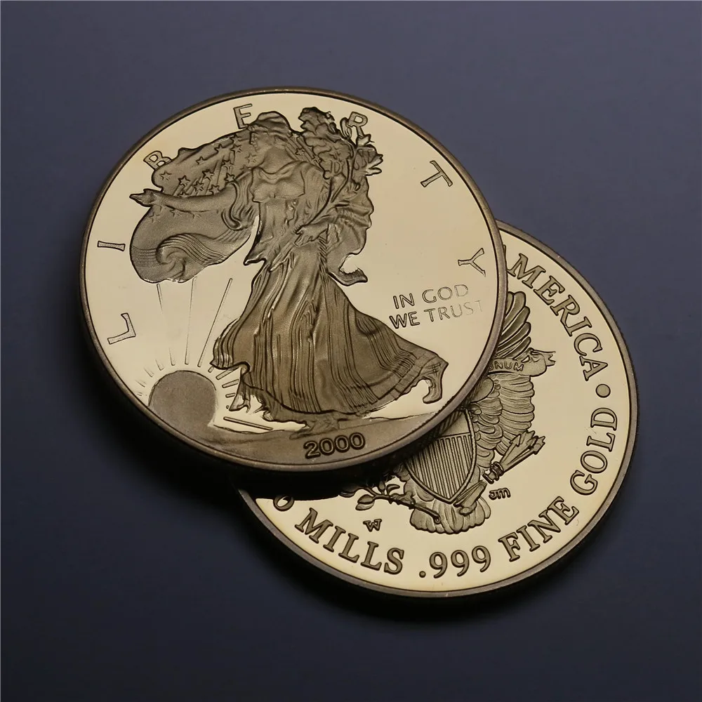2000 Liberty & American Eagle Gold Souvenir 1OZ US Gold Plated Coin,Excellent US Eagle Gold Clad Coin (13)