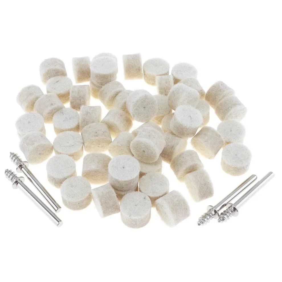50pcs 13mm Wool Felt Buffing Wheel Polishing Pad +4pcs Mandrels For Rotary Tool For Polishing Metals, Stones
50pcs 13mm Wool Felt Buffing Wheel Polishing Pad +4pcs Mandrels For Rotary Tool For Polishing Metals, Stones