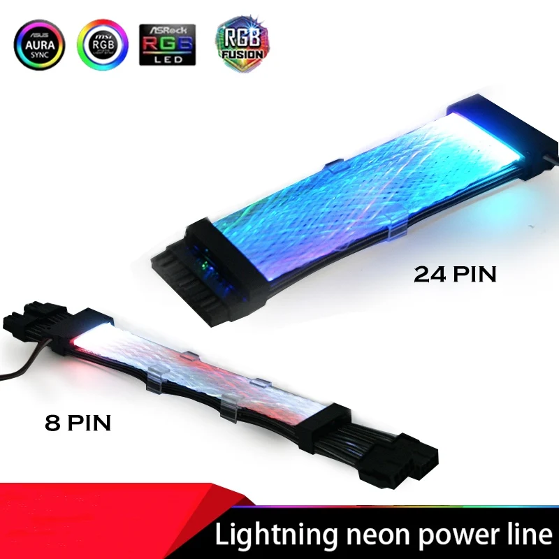RGB Rainbow Cable Motherboard 8P(8+8) GPU Extension Cable, 24PIN Extension Cord ,Neon line Support MOBO AURA SYNC 5V A-RGB
RGB Rainbow Cable Motherboard 8P(8+8) GPU Extension Cable, 24PIN Extension Cord ,Neon line Support MOBO AURA SYNC 5V A-RGB