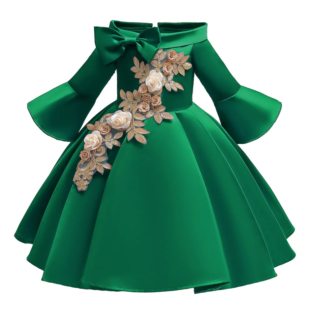Flower Girls Dresses New Christmas Princess Dress Cute Kids Wedding Party Prom Gown Formal Children Clothing For Girls 10 Years (18)