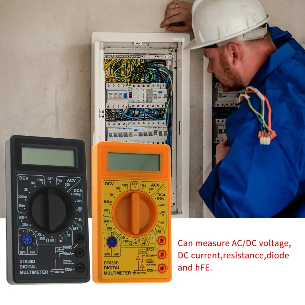 DT-830D Mini Pocket Digital Multimeter 1999 Counts AC/DC Volt Amp Ohm Diode hFE Continuity Tester Ammeter Voltmeter Ohmmeter
DT-830D Mini Pocket Digital Multimeter 1999 Counts AC/DC Volt Amp Ohm Diode hFE Continuity Tester Ammeter Voltmeter Ohmmeter
