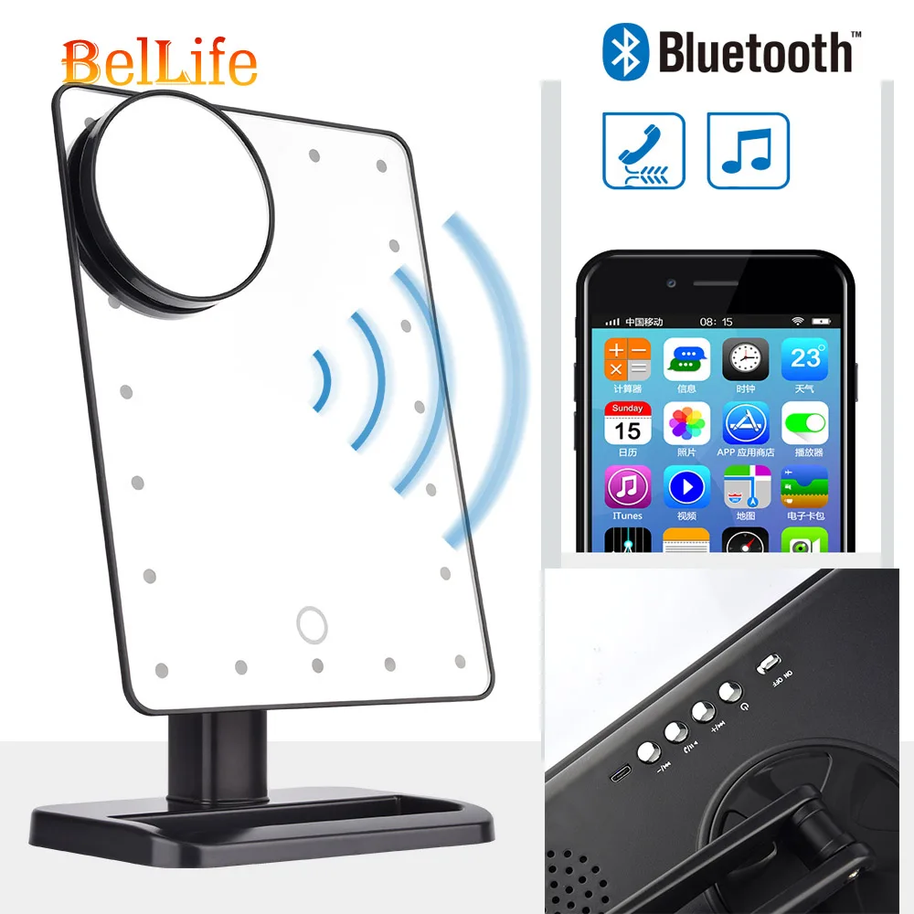 Touch Screen Makeup Mirror With 20 LED Light Bluetooth Music Speaker 10X Magnifying Mirrors Lights 180 Degree Rotation
Touch Screen Makeup Mirror With 20 LED Light Bluetooth Music Speaker 10X Magnifying Mirrors Lights 180 Degree Rotation