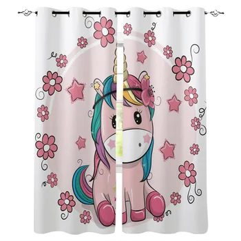 Unicorns Rainbow Flowers Pink Window Curtains Living Room Kitchen Curtains for Bedroom Left and Right Biparting Open Curtains 
Unicorns Rainbow Flowers Pink Window Curtains Living Room Kitchen Curtains for Bedroom Left and Right Biparting Open Curtains