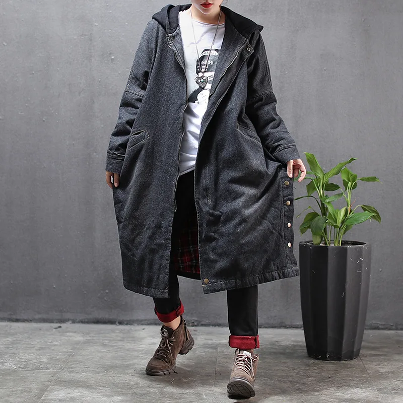 Retro Hooded Joint Cowboy plus Cotton Coat Women's Large Size Dress 2019 Winter Loose Thick Cotton-padded Clothes Long Coat
Retro Hooded Joint Cowboy plus Cotton Coat Women's Large Size Dress 2019 Winter Loose Thick Cotton-padded Clothes Long Coat