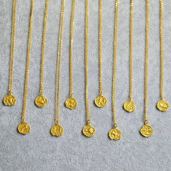 Original 18K Gold Plated 12 Zodiac Sings Necklace Vintage Jewelry Relief Pattern Coin Pendant Necklace
Original 18K Gold Plated 12 Zodiac Sings Necklace Vintage Jewelry Relief Pattern Coin Pendant Necklace