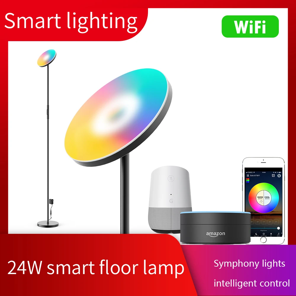 69 in.Smart Sky LED Torchiere Floor Lamp Works with Alexa Google Home, Dimmable Color Changing, 2000LM Super Bright Decor-Black
69 in.Smart Sky LED Torchiere Floor Lamp Works with Alexa Google Home, Dimmable Color Changing, 2000LM Super Bright Decor-Black