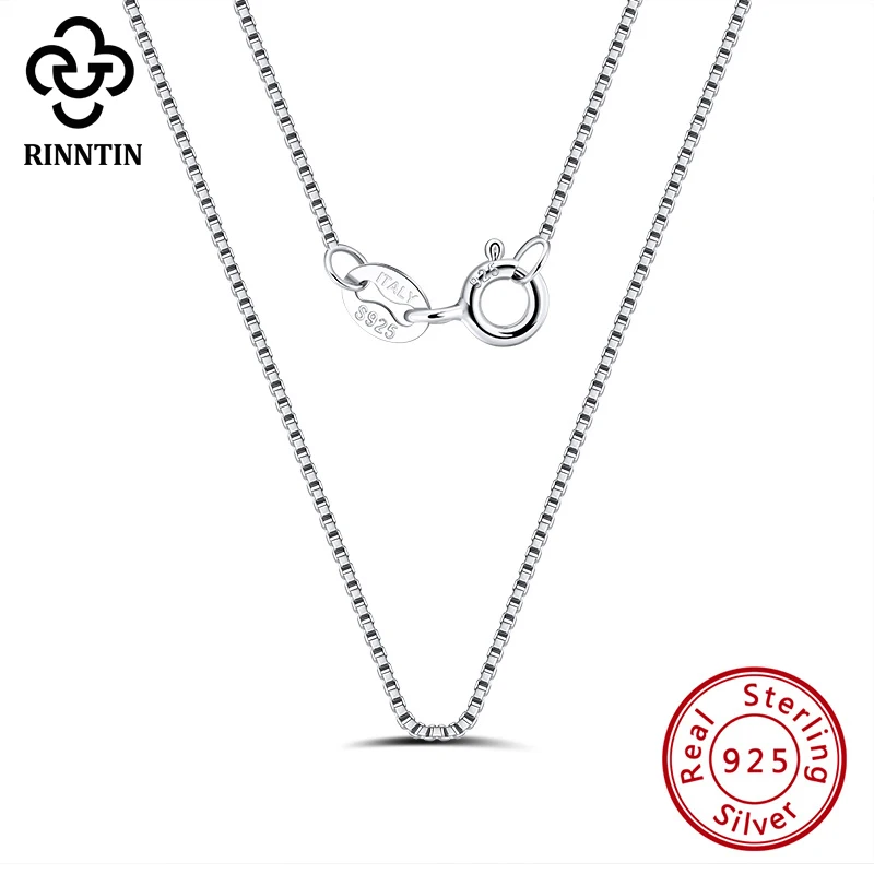 

Rinntin 925 Sterling Silver Box Chain Women Necklace 40cm/45cm/50cm/55cm/60cm Long Chain Sterling Silver Jewelry Gift SC32-P-16