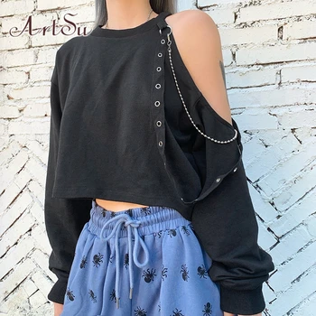 ArtSu Off Shoulder Harajuku Sweatshirt Punk Gothic Black Hoodies Women Long Sleeve Crop Top Sweatshirts Autumn ASHO20422
ArtSu Off Shoulder Harajuku Sweatshirt Punk Gothic Black Hoodies Women Long Sleeve Crop Top Sweatshirts Autumn ASHO20422