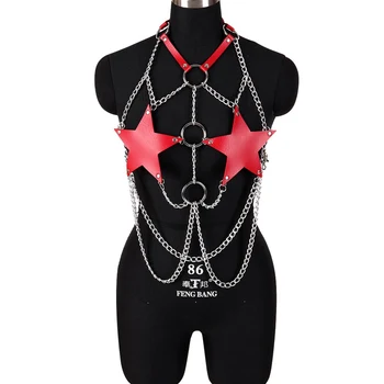 Chain MetalLeather Harness Red Body Cage Pentagram Chest Tops Belt Sexy Punk Goth Plus Size Dance Party Women Lingerie Adjust
Chain MetalLeather Harness Red Body Cage Pentagram Chest Tops Belt Sexy Punk Goth Plus Size Dance Party Women Lingerie Adjust