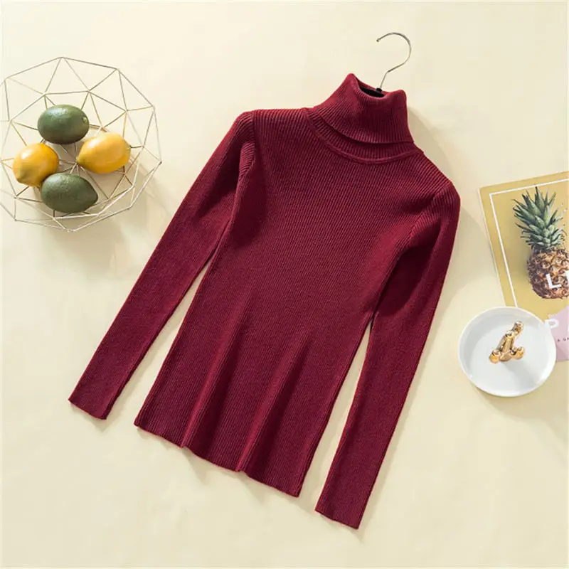 Korea Autumn Winter chic Half Turtleneck Elastic Pullovers Sweaters Women Burgundy Knitted Sweater Female Bottoming Soft Jumper
Korea Autumn Winter chic Half Turtleneck Elastic Pullovers Sweaters Women Burgundy Knitted Sweater Female Bottoming Soft Jumper
