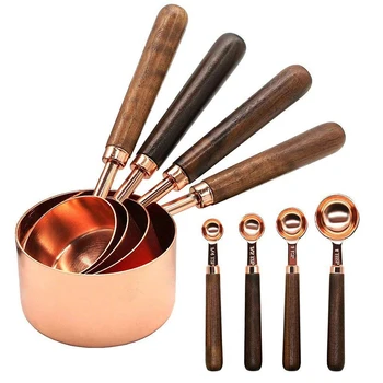 4/8 Pieces Measuring Cup and Spoon Set with Wooden Handle Premium Stainless Steel Measurement Tools For Kitchen Baking Seasoning
4/8 Pieces Measuring Cup and Spoon Set with Wooden Handle Premium Stainless Steel Measurement Tools For Kitchen Baking Seasoning