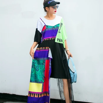 Ladies dress Thailand tide brand Hong Kong street printing T-shirt summer color short-sleeved dress retro stitching lace skirt
Ladies dress Thailand tide brand Hong Kong street printing T-shirt summer color short-sleeved dress retro stitching lace skirt