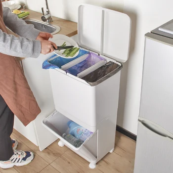 New 58L Kitchen Waste Bin 2 Tiers Garbage Can Corner Gap Trash Bucket With Universal Wheels Convenient Tool Press Open Dustbin
New 58L Kitchen Waste Bin 2 Tiers Garbage Can Corner Gap Trash Bucket With Universal Wheels Convenient Tool Press Open Dustbin