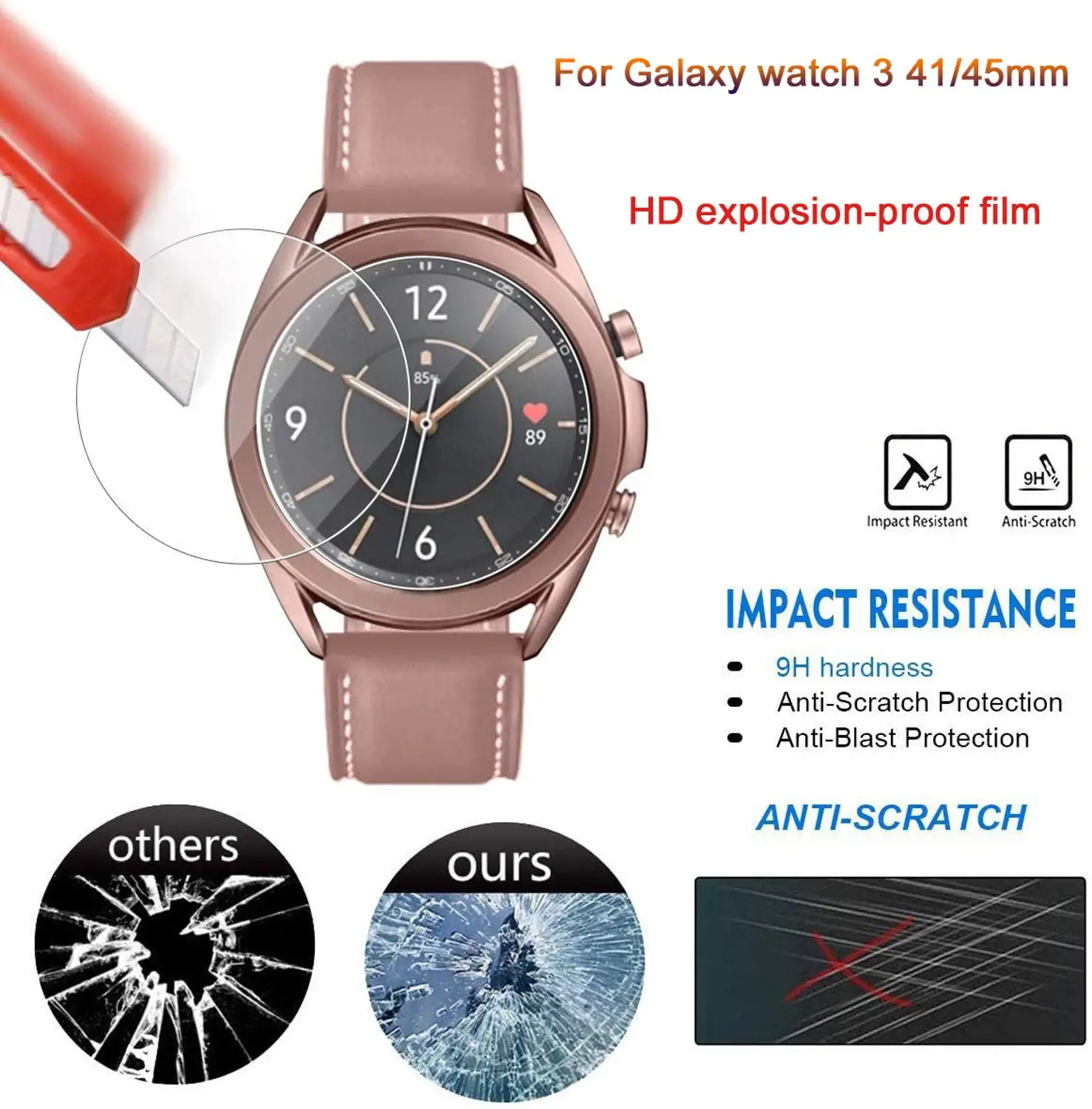 2 шт закаленное стекло для Samsung Galaxy Watch HD пленка watch 3 41 мм 45 Взрывозащищенная