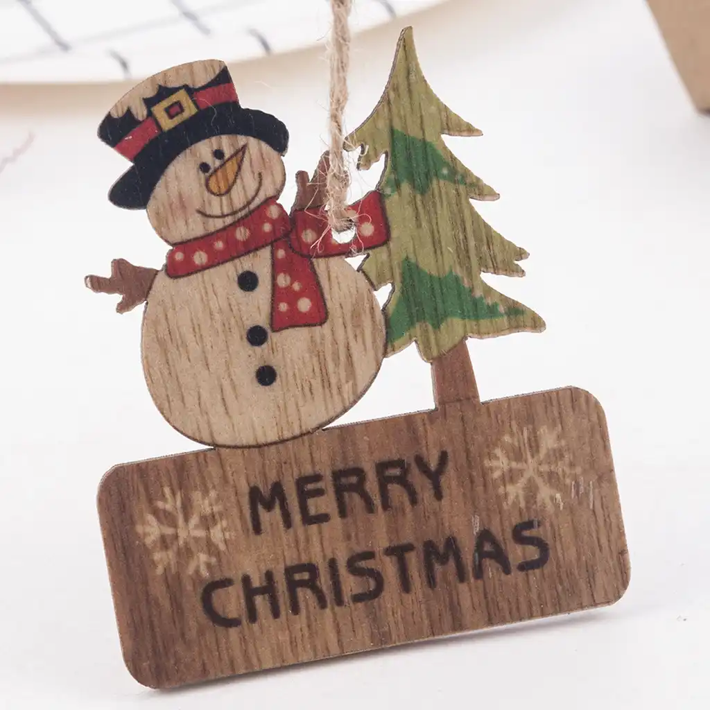 new 3pcs marry christmas decorations wooden ornament xmas tree