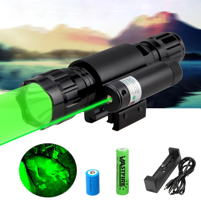 501B LED Tactical Hunting Weapon Flashlight Red Green White Blue Rifle Gun Light+20mm Rail Mount Laser Dot+18650+CR2+USB Charger
501B LED Tactical Hunting Weapon Flashlight Red Green White Blue Rifle Gun Light+20mm Rail Mount Laser Dot+18650+CR2+USB Charger
