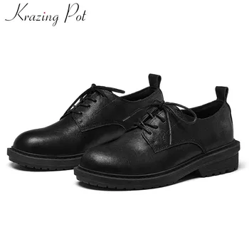 Krazing pot soft genuine leather vintage preppy style med heels round toe lace up women solid basic streetwear cozy pumps L65
Krazing pot soft genuine leather vintage preppy style med heels round toe lace up women solid basic streetwear cozy pumps L65