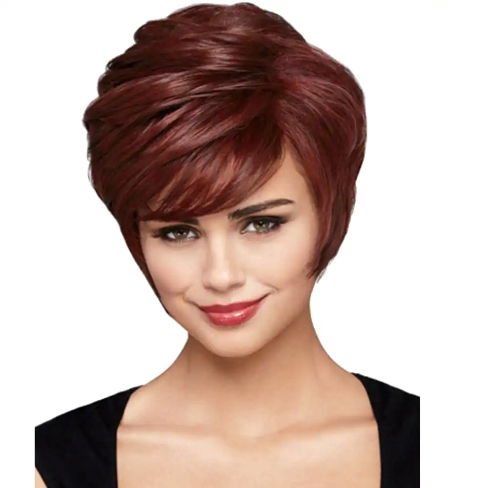 Lupu Dlya Zhenshin Sinteticheskij Korotkij Bob Volos Parik S Strizhka Chelki Pixie Chernyj Blond Korichnevyj Termostojkie Naturalnye Poddelnye Volosy Aliekspress