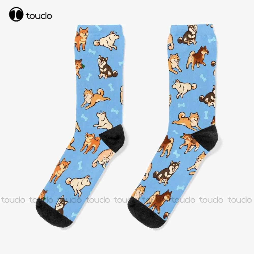 

Shibes In Light Blue Shiba Shiba Inu Dog Dogs Pattern Cute Blue Socks Tall Socks For Women Christmas Fashion New Year Gift