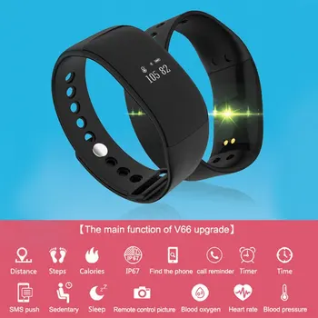 

V66 Waterproof Heart Rate Smart Bracelet Watch Wristband Pedometer Calorie Sleep Monitor Message Call Reminder