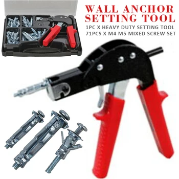 Hollow Wall Anchor Setting Tool with M4 M5 Mixed Screw Set Hollow Cavity Plasterboard Fixing Tool
Hollow Wall Anchor Setting Tool with M4 M5 Mixed Screw Set Hollow Cavity Plasterboard Fixing Tool