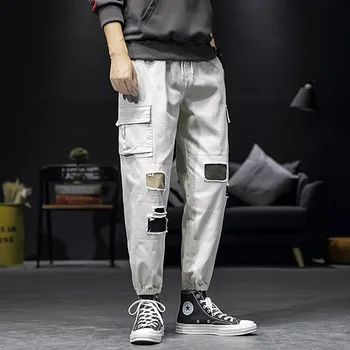 Plus Size Autumn Black Patchwork Fashion Men Hip Pop White Loose Pant trousers Sweatpant Casual Side Pocket water-washed Pants 
Plus Size Autumn Black Patchwork Fashion Men Hip Pop White Loose Pant trousers Sweatpant Casual Side Pocket water-washed Pants