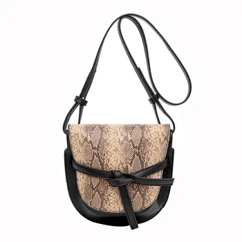 

Maison Fabre Bag Messenger Bag Women Snake Print Leather Crossbody Bag Sequins Retro Serpentine Tie Messenger Shoulder Bag