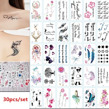 30pcs/set Tatuajes Temporales Butterfly Flower Letter Feather Sexy Temporary Tattoo Sticker for Women Hands Leg Body Fake Tatoo
30pcs/set Tatuajes Temporales Butterfly Flower Letter Feather Sexy Temporary Tattoo Sticker for Women Hands Leg Body Fake Tatoo