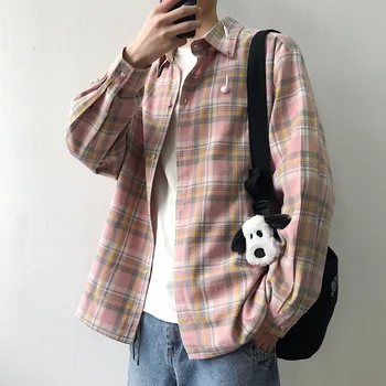 Plaid Mens Shirts Short Sleeve Ulzzang Korean Loose Teenage Youth Men S-XXL Camisa Hombre Pop Long Sleeved Plaid Shirt B50
Plaid Mens Shirts Short Sleeve Ulzzang Korean Loose Teenage Youth Men S-XXL Camisa Hombre Pop Long Sleeved Plaid Shirt B50