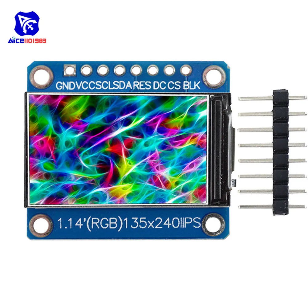 

diymore 1.14 inch SPI 240x135 RGB TFT LCD Display Module ST7789 IPS HD LCD Display for Arduino C51 STM32 3.3V with Pin