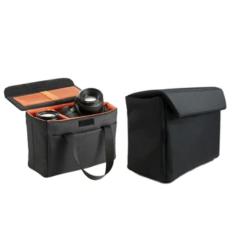 

2 Pcs Waterproof Camera Bag Shockproof Partition Padded Case Portable Insert Lens Bags, 25x12x18cm & 24x12x18cm