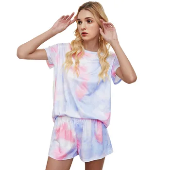 Gradient Pajamas Short-Sleeved Homewear Set 2020 Autumn Casual Printed Tie-Dye Two-Piece Set
Gradient Pajamas Short-Sleeved Homewear Set 2020 Autumn Casual Printed Tie-Dye Two-Piece Set