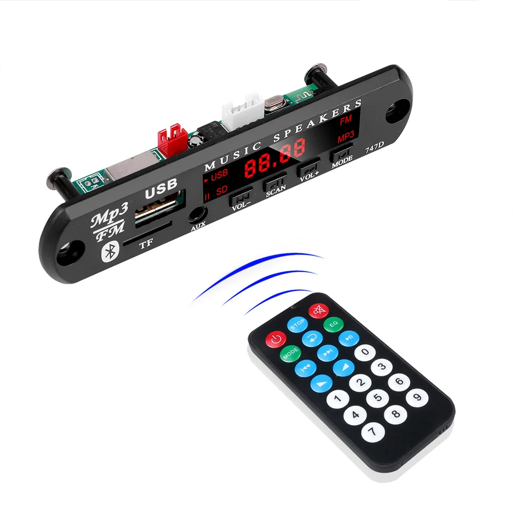 Фото Hot 9V 12V MP3 WMA Audio Module Decoder Board USB TF Radio Bluetooth5.0 Wireless Music Car Player With Remote Control | Электроника