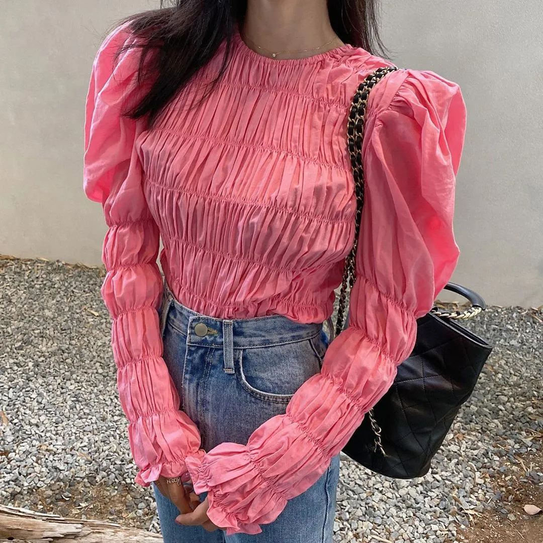 Fashion new round neck elastic folds retro heavy design layer by layer baby shirt top
Fashion new round neck elastic folds retro heavy design layer by layer baby shirt top